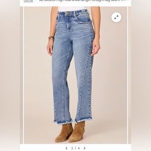 "Ab"solution High Rise Ankle Length Straight Leg Jeans with Fray Hem